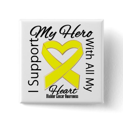 I Support My Hero - Bladder Cancer Awareness pin