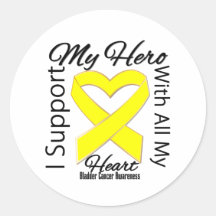 I Support My Hero - Bladder Cancer Awareness Round Sticker