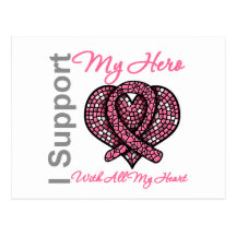 I Support My Hero Breast Cancer Awareness Post Cards