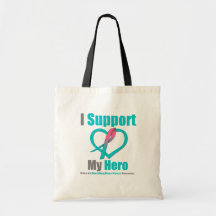 I Support My Hero Hereditary Breast Cancer Canvas Bag