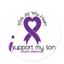 I Support My Son Epilepsy Round Stickers