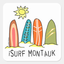 I Surf Montauk Square Sticker
