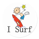 I Surf T-shirts and Gifts Round Sticker