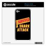 I SURVIVED A SHARK ATTACK iPhone 4 DECALS
