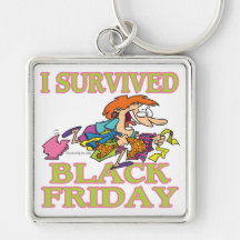 I SURVIVED BLACK FRIDAY FUNNY CARTOON KEY CHAINS