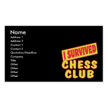 I SURVIVED CHESS CLUB BUSINESS CARD TEMPLATE
