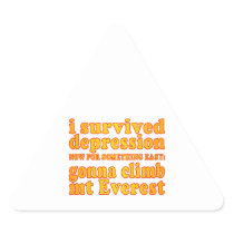 I Survived Depression - Now Gonna Climb Mt Everest Triangle Sticker