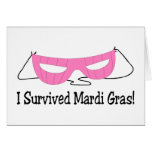 I Survived Mardi Gras Pink Mask cards
