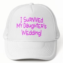 I Survived My Daughters Wedding Pink Mesh Hats