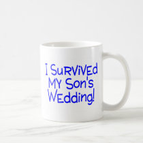 I Survived My Sons Wedding Blue mugs