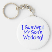 I Survived My Sons Wedding Blue Keychain