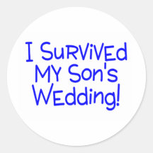 I Survived My Sons Wedding Blue Stickers