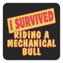 I SURVIVED RIDING A MECHANICAL BULL SQUARE STICKERS