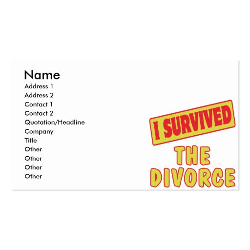 I SURVIVED THE DIVORCE BUSINESS CARDS (front side)