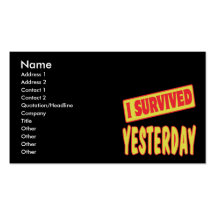 I SURVIVED YESTERDAY BUSINESS CARD TEMPLATE