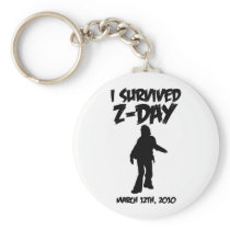I Survived Z-Day Keychain (Black-on-White)