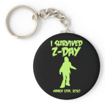 I Survived Z-Day Keychain (Green-on-Black)