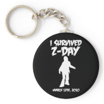 I Survived Z-Day Keychain (White-on-Black)