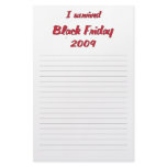 I survivied Black Friday 2009 shopping Customized Stationery