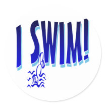 I Swim Round Stickers