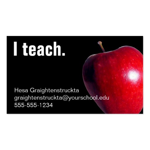 "I teach." customizable BUSINESS CARDS (front side)