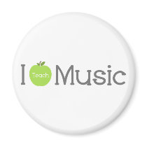 I Teach Music Green Apple Fridge Magnet