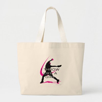 I Throw like a Girl Pink Softball Tote Bag by DT_Studios. Bag Template