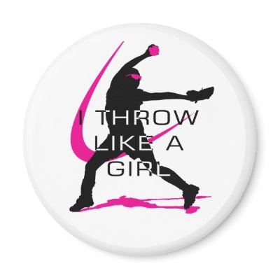 I Throw like a Girl Pink Softball Refrigerator Magnet by DT_Studios
