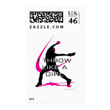 I Throw like a Girl Pink Softball Stamp