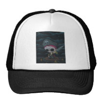 pirate, sugar, fueled, sugarfueled, michael, banks, skull, swordandthestone, creepy, cute, lowbrow, Trucker Hat with custom graphic design