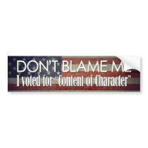 I voted for Content of Character Bumper Sticker
