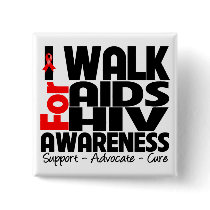 I Walk For AIDS HIV Awareness Pins