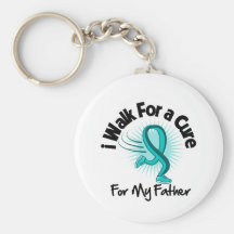 I Walk For My Father - Teal Ribbon Keychain