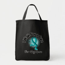 I Walk For My Hero - Teal Ribbon Tote Bag