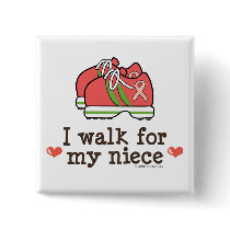 I Walk For My Niece Breast Cancer Button by PinkRibbonTeesGifts I Walk For My Niece Breast Cancer Button