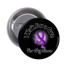 I Walk For My Niece - Purple Ribbon Pinback Buttons
