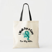 I Walk For My Wife - Teal Ribbon Canvas Bag