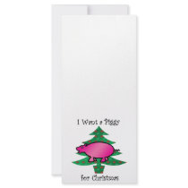 I want a piggy for christmas personalized rack card