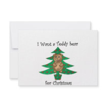 I want a teddy bear for christmas custom invites