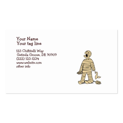 I Want My Mummy Funny Mummy Halloween Business Card Template (back side)