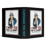 I Want YOU for the US Army Uncle Sam War PIc 3 Ring Binder