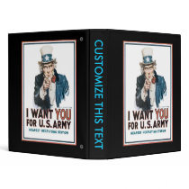 I Want YOU for the US Army Uncle Sam War PIc 3 Ring Binder