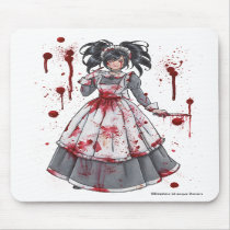 gothic, lolita, maid, goth, punk, emo, blood, bloody, knife, fairy, vampire, dark, fantasy, art, french, painting, japan, japanese, apron, alice, wonderland, victorian, dress, horror, zerick, delphine, levesque, demers, zombies, Mouse pad with custom graphic design