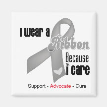 I Wear a Grey Ribbon Because I Care Magnet