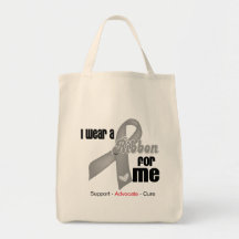 I Wear a Grey Ribbon For Me Canvas Bags