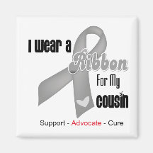 I Wear a Grey Ribbon For My Cousin Refrigerator Magnets