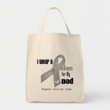 I Wear a Grey Ribbon For My Dad Bags