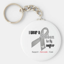 I Wear a Grey Ribbon For My Daughter Key Chains