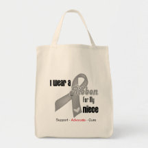 I Wear a Grey Ribbon For My Niece Canvas Bags