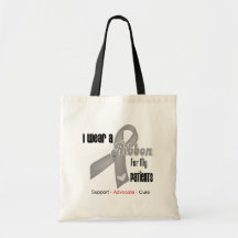 I Wear a Grey Ribbon For My Patients Bags